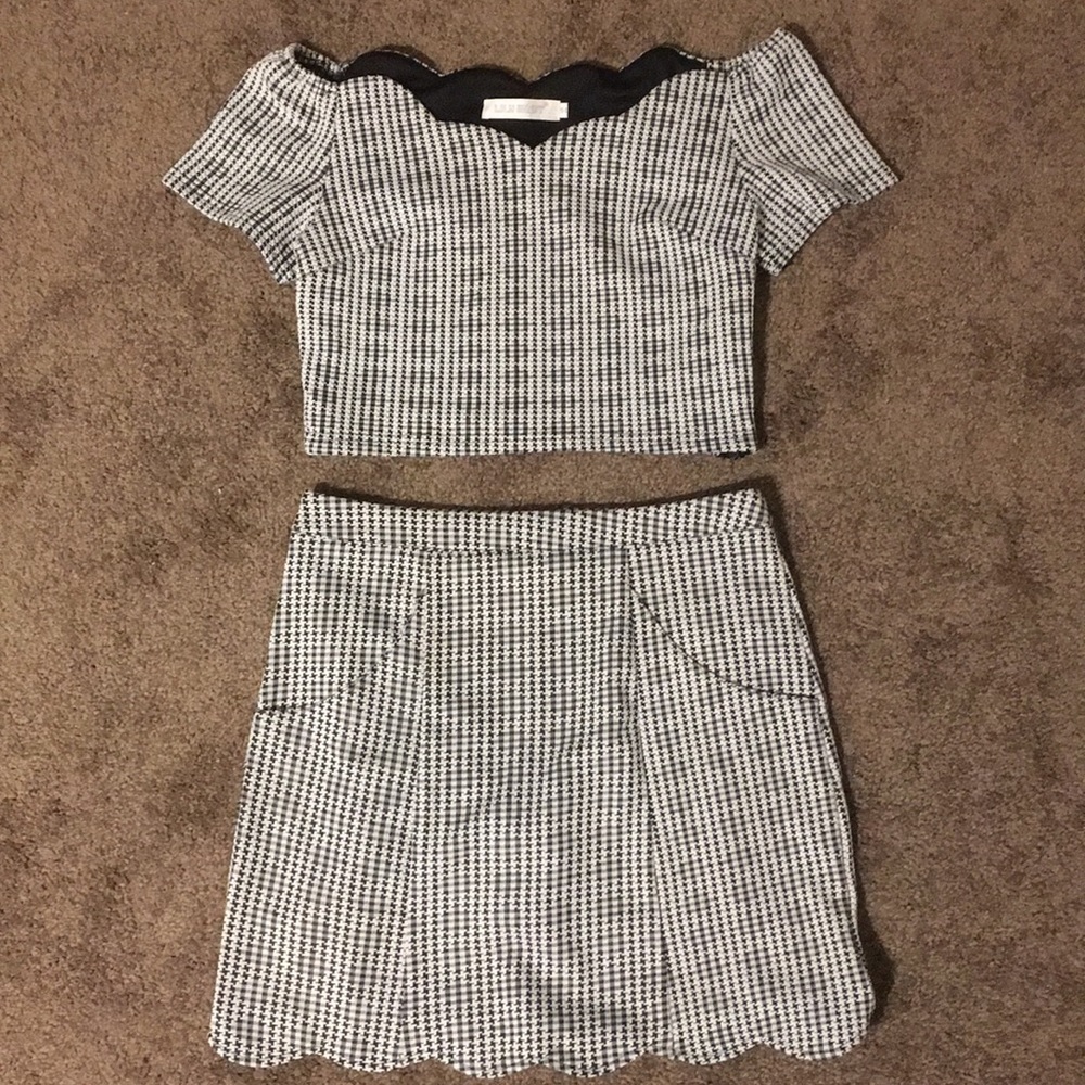 Cute plaid 2 piece set